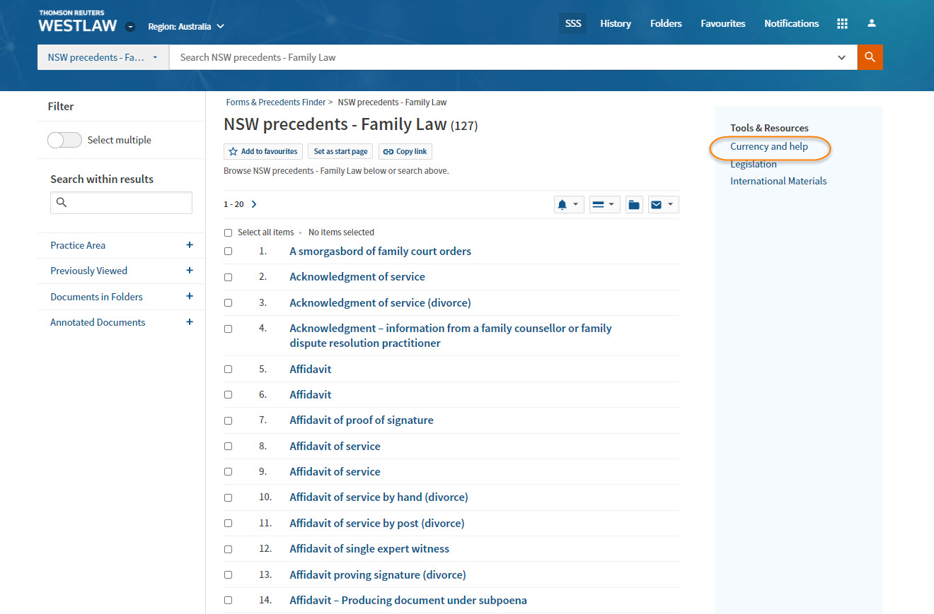 NSW Precedents